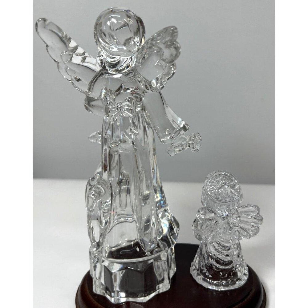 2 Glass Angel Figurines, clear, No Chips,  looks like Crystal
